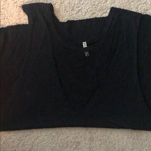 Emma & Sam black tank top with mesh v neck